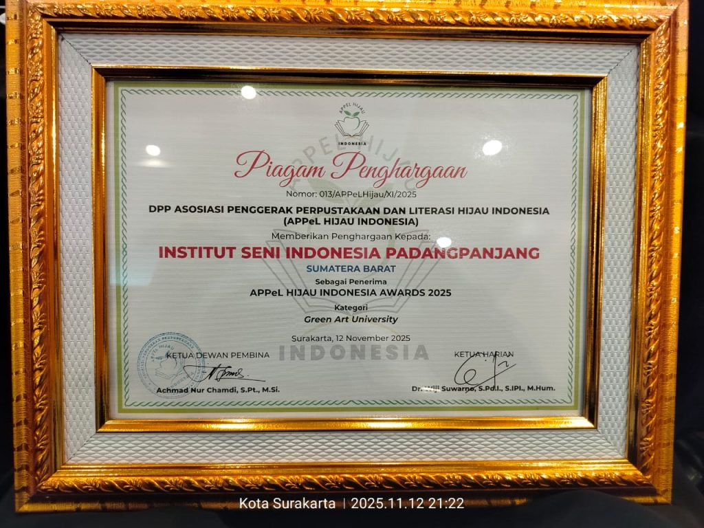 ISI Padangpanjang Raih Penghargaan APPel Hijau Indonesia Awards 2025
